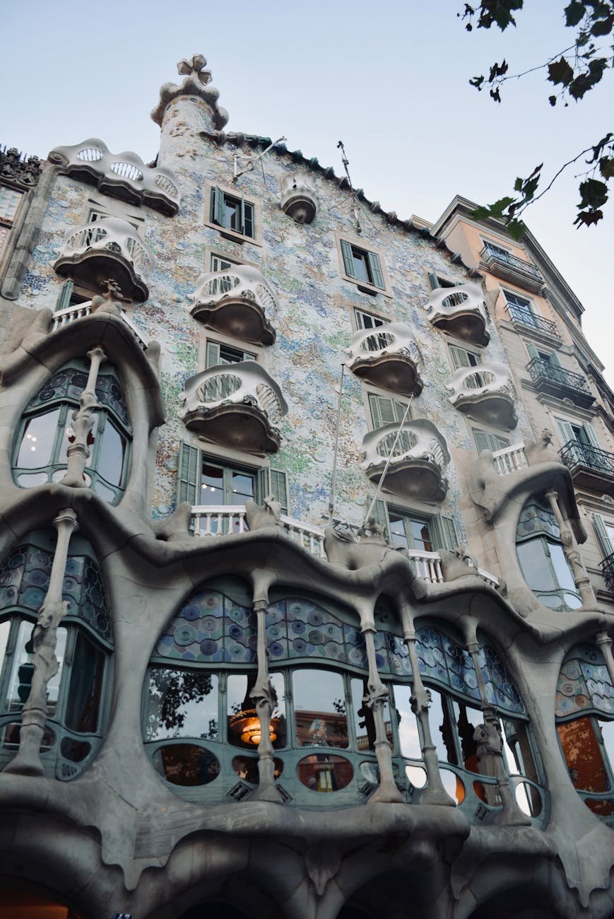 a low angle shot of casa batllo